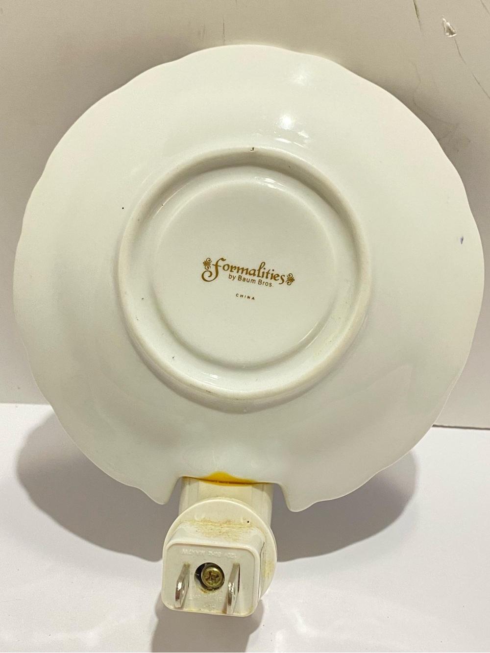Formalities by Baum Bros Blue Floral Porcelain Teacup Saucer Night Light  VTG - Picture 6 of 10